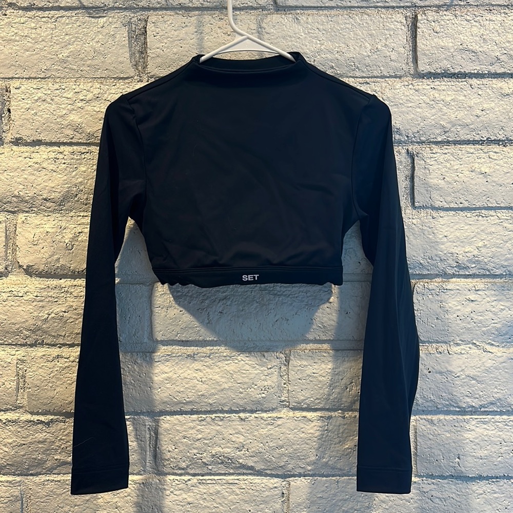 SET Long Sleeve Cropped Top Navy-M